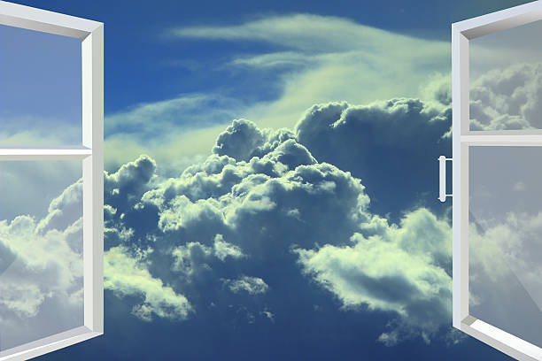 istock window opened to picturesque white clouds 495111462