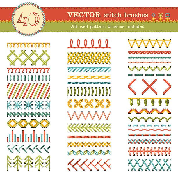 Vector set of seamless stitch brushes. vector art illustration