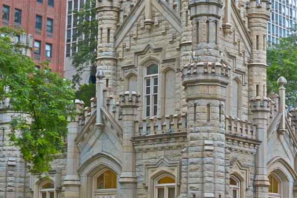 chicago-torre de água, histórico castelo de água do lago de genebra, apresentação, eau - water tower imagens e fotografias de stock