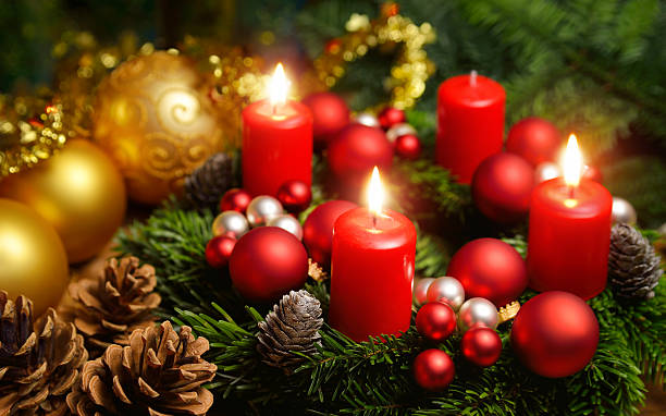 istock Advent wreath with 3 burning candles 495115432