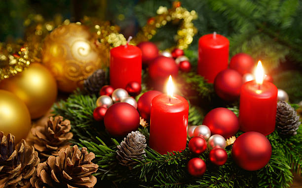 istock Advent wreath with 2 burning candles 495115460