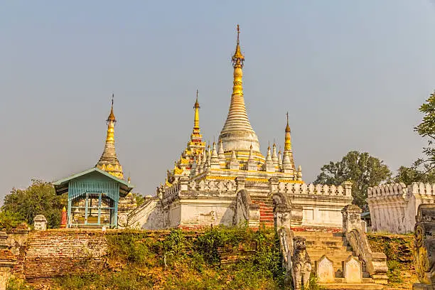 Stupa at The Maha Aungmye Bonzan Monastery complex,  well-known as Me Nu Oak Kyaung in Innwa, Mandalay, Myanmar.