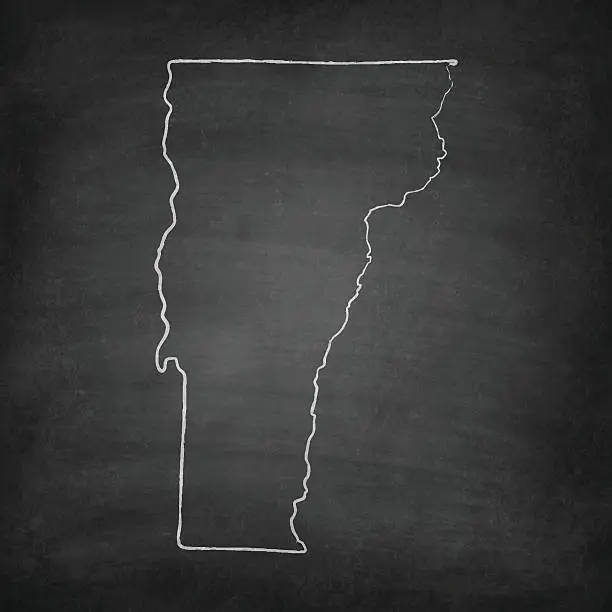 Vector illustration of Vermont Map on Blackboard - Chalkboard