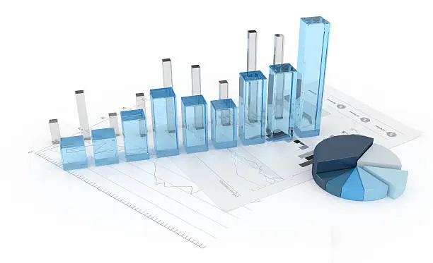 Photo of 3D glass diagram with charts