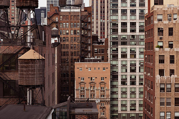 Detail of old brick buildings in New York City stock photo