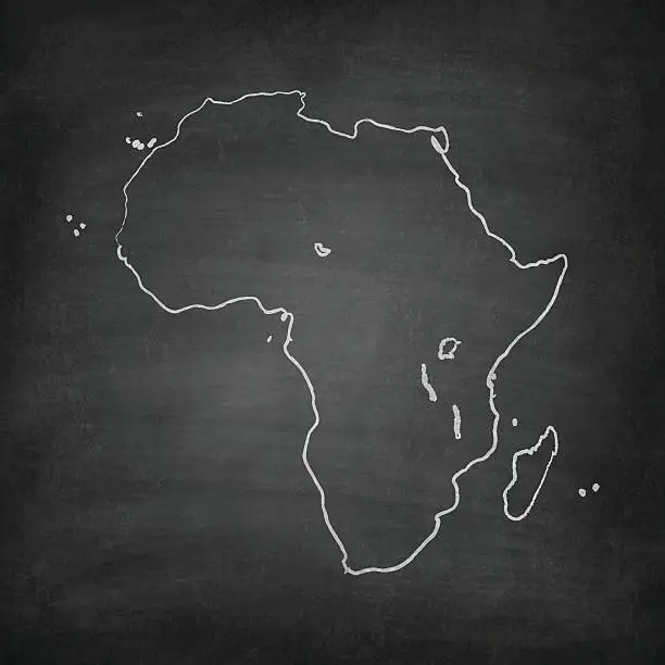 Vector illustration of Africa Map on Blackboard - Chalkboard