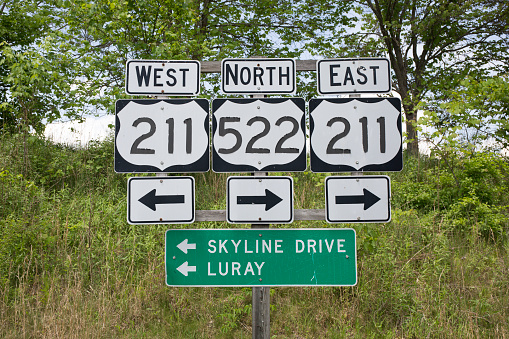 Road signs in Sperryville, Virginia.