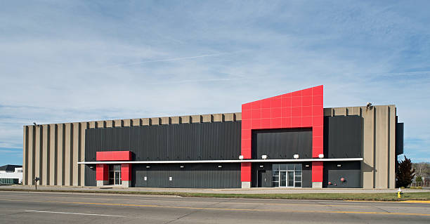 Warehouse with Red Accents stock photo