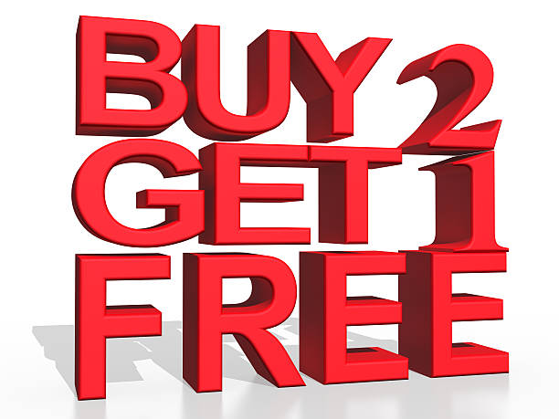 istock 3D Buy 2 Get 1 Free text on white background 495141216