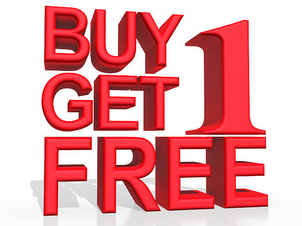 istock 3D Buy 1Get 1 Free text on white background 495142580