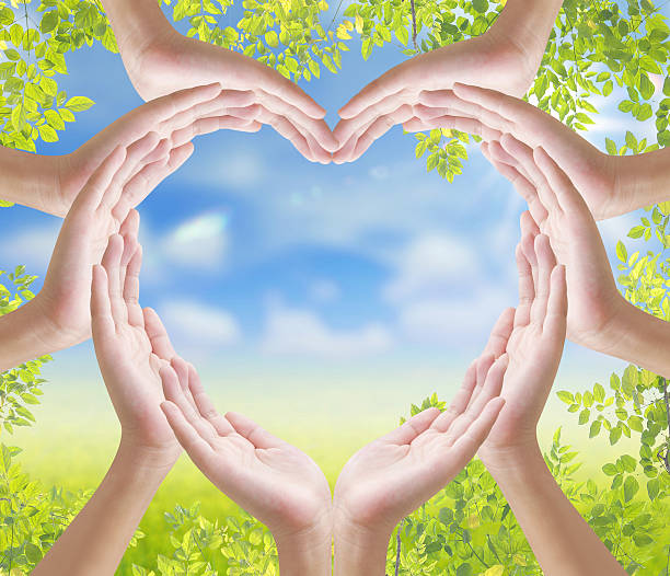 istock Hand heart shape on nature backgrround 495143266