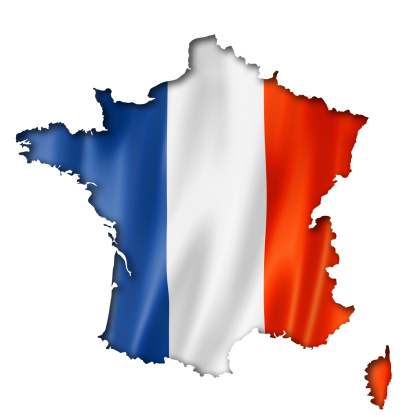 France flag map, three dimensional render, isolated on white