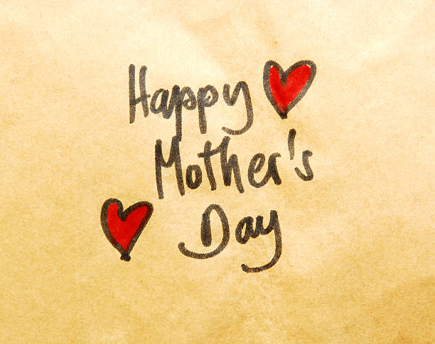 happy mothers day handwritten on vintage paper