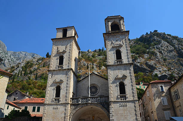 Church Steeple Kotor Montenegro stock photo