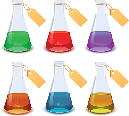 Flasks Labelling Set Of Flasks With Labels Stock Illustration - Download Image Now ...
