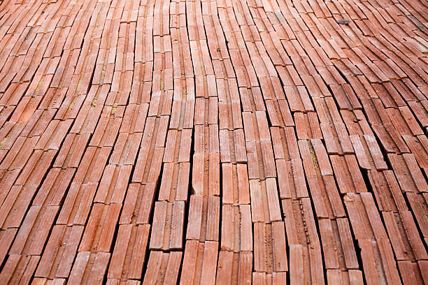 istock Red retro antique brick blocks floor for texture wall background 495147798