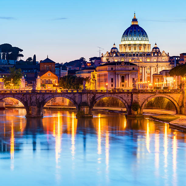 istock Night view at St. Peter's cathedral in Rome 495150225