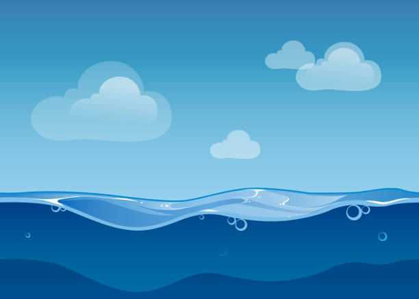 Water Ocean Seamless Landscape With Sky And Clouds Cartoon Background Stock  Illustration - Download Image Now - iStock