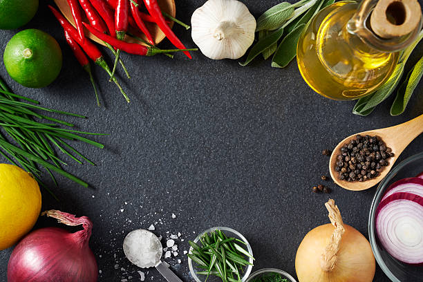 istock Spices and Food Ingredients on Slate Background 495170130
