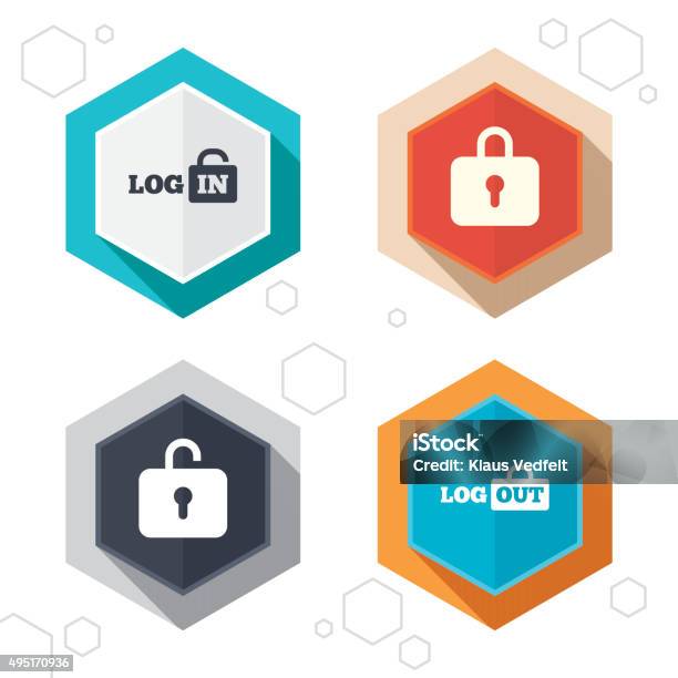 Login And Logout Icons Sign In Icon Locker Stock Illustration - Download Image Now - Badge, 2015, Abstract