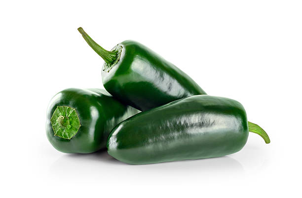 istock Green chilies (jalapeno) isolated on white background. 495174568