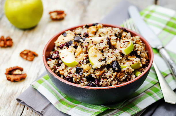 Eggplant quinoa apples dried cranberry salad