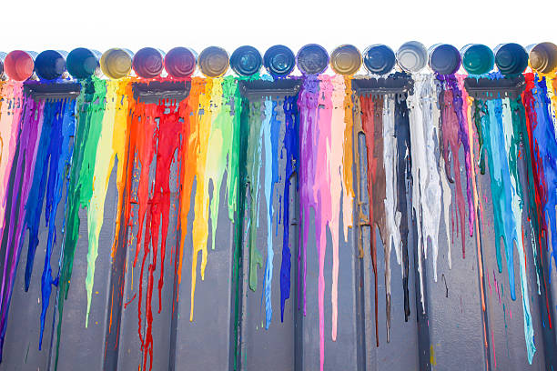 Many colours splash dripping and spilling for wall background