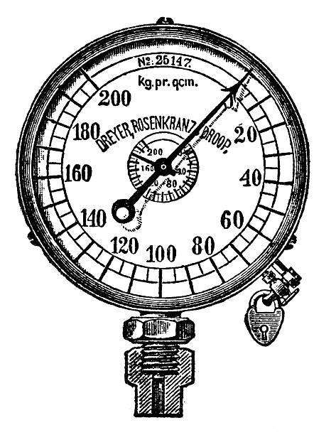 ilustrações, clipart, desenhos animados e ícones de manometer - gauge radio meter retro revival
