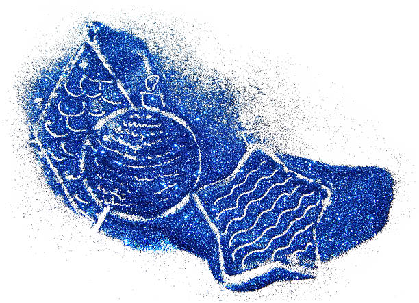 istock Christmas tree toys of blue glitter sparkle on white background 495186354