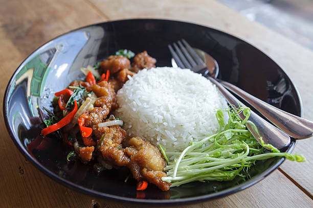 istock Fried chicken stir crispy basil ,Thai food 495189327