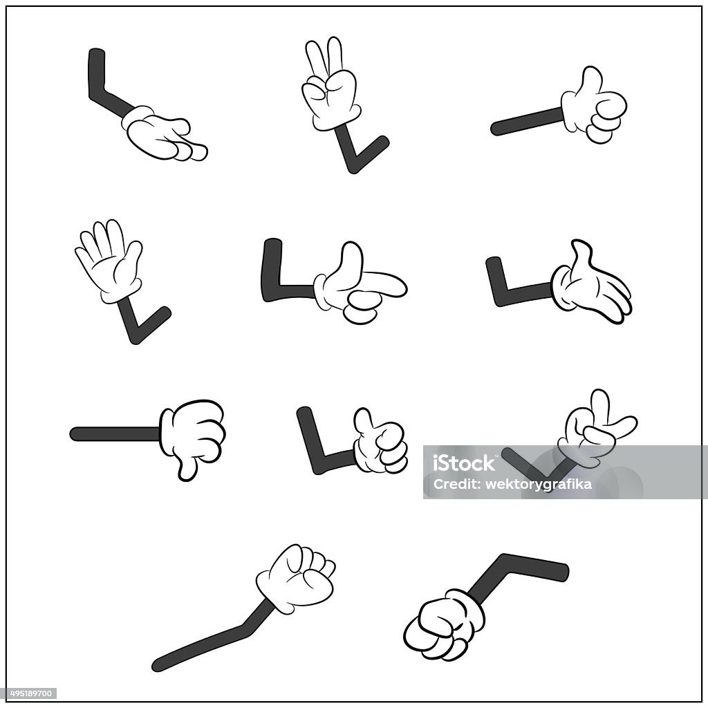 Bild von cartoon menschlichen Handschuhe mit arm Geste mit der hand. - Lizenzfrei Holzstock Vektorgrafik