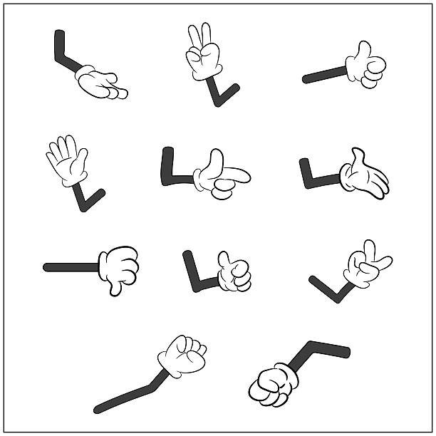 illustrations, cliparts, dessins animés et icônes de image de dessin animé avec des gants main geste bras ensemble. - pointer stick illustrations