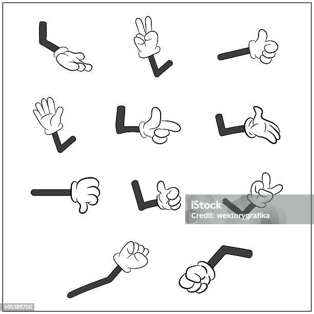 Image Of Cartoon Human Gloves Hand With Arm Gesture Set Stock Illustration  - Download Image Now - iStock