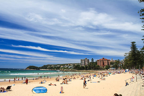 plaża manly, sydney - manly beach sydney australia australia beach zdjęcia i obrazy z banku zdjęć