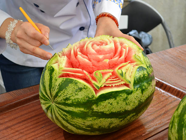 Watermelon Carving Watermelon Carving carving fruit stock pictures, royalty-free photos & images