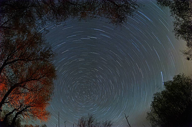 istock Rotation of the sky around  pole star 495192275