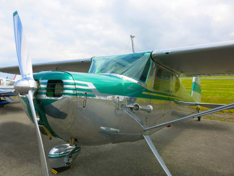 A cessna private propeller airplane.