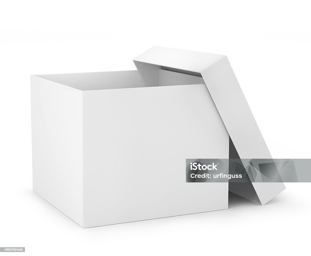 one open carton box in white color (3d render) Box - Container Stock Photo