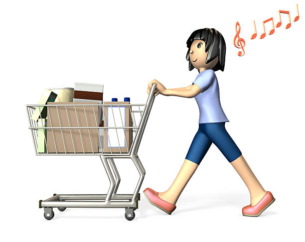Big shopping cart with many products.