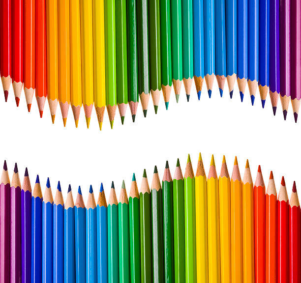 istock Two mirrored waves of colorful pencils 495194075