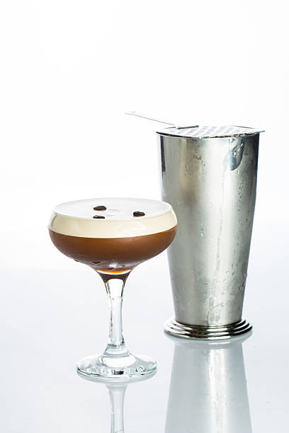 istock Layered Chocolate Cocktail with Whipped Cream in Glass Isolated White 495199236