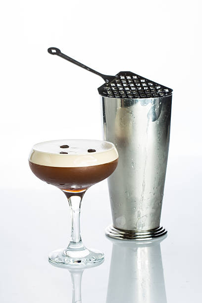 istock Layered Chocolate Cocktail with Whipped Cream in Glass Isolated White 495199264