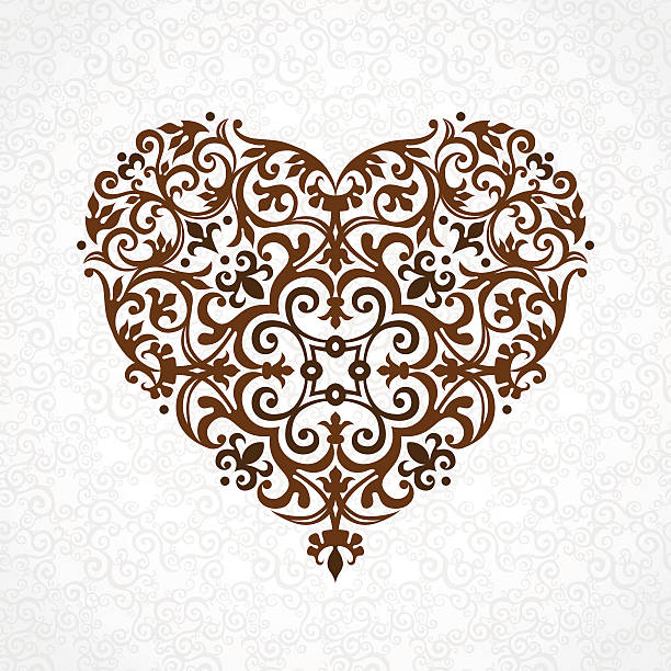 verzierte vektor-herz im viktorianischen stil. - frame romance ornate valentine card stock-grafiken, -clipart, -cartoons und -symbole