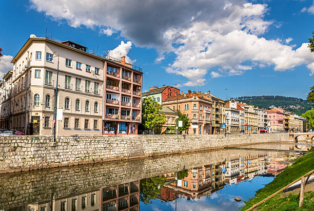 istock Buildings in Sarajevo over the river Miljacka 495199426