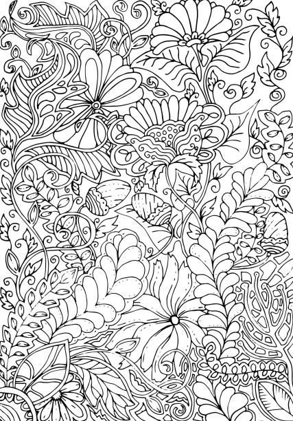 Monochrome Floral Pattern Vector. vector art illustration