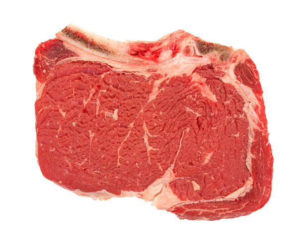 istock Bone in rib eye steak on a white background 495199836