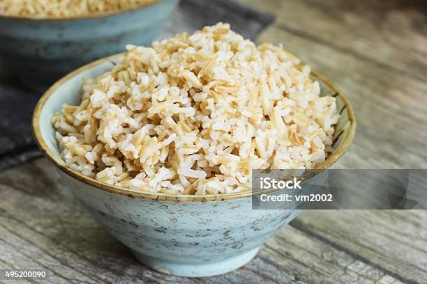 Cooked Brown Rice Side View Stock Photo - Download Image Now - 2015, Brown Rice, Chinese Food