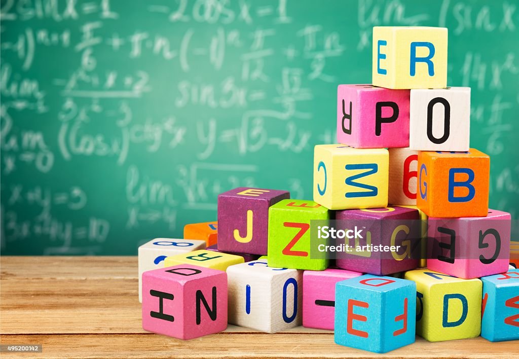 Toy Toy block alphabet letters wooden child spelling Alphabet Stock Photo