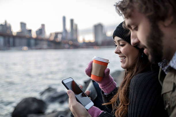 istock Young Couple Enjoying Sunset at Brooklyn Bridge, NYC 495200530