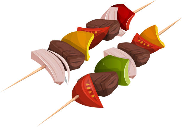 Kebab brochetas iconos - ilustración de arte vectorial
